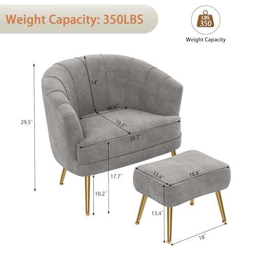 Sillón Plegable Terciopelo Gris miniatura 2