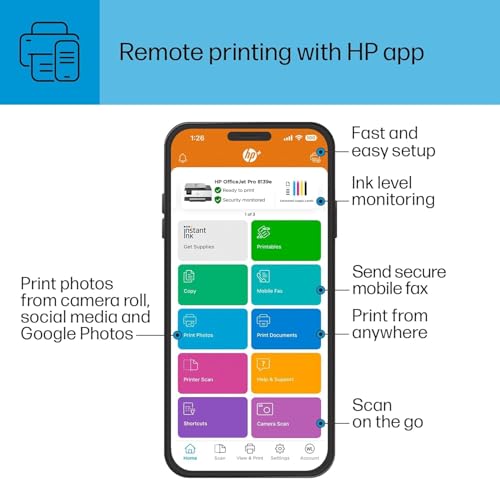 hp officejet pro 8139e wireless all-in-one color inkjet printer print scan copy fax adf duplex printing best-for-home office 1 year of instant ink included renewed premium