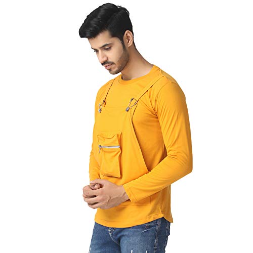 Image of Black Collection Solid Men Dungaree Style Full Sleeve T-Shirt
