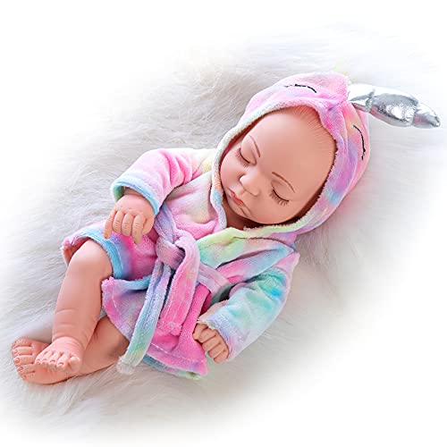 UNICORN ELEMENT Reborn Baby Doll 10 Inch, Newborn Baby Girl Doll Set Included Soft Realistic Silicone Baby Doll with Cute Unicorn Clothes,Best Gift for Kids