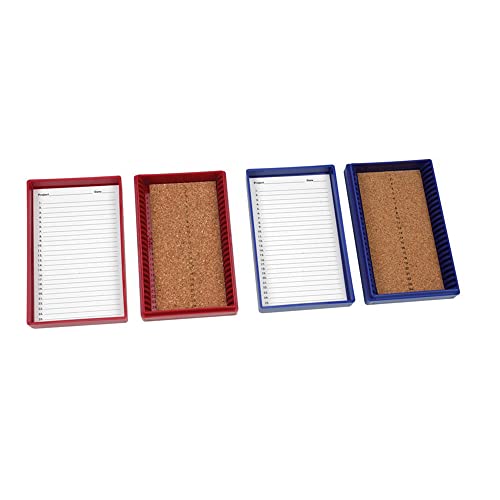 Heathrow Scientific HS15989C Premium Microscope Slide Box, 25-Place, Cork, ABS, Red