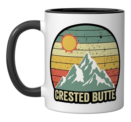 Crested Butte CO, Crested Butte Ceramic Mug, Black/White