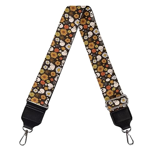 Image of Halloween Handbag Strap Canvas Purse Strap Colorful Bat Black Shoulder Strap Multicolor Bats Replacement Strap