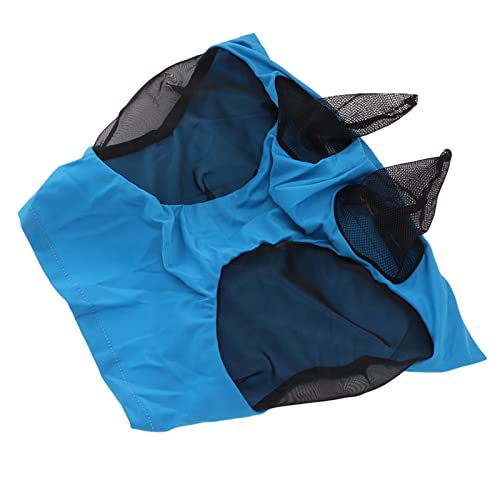 Breathable Horse Mesh Fly Mask Ears for Riding (Blue)