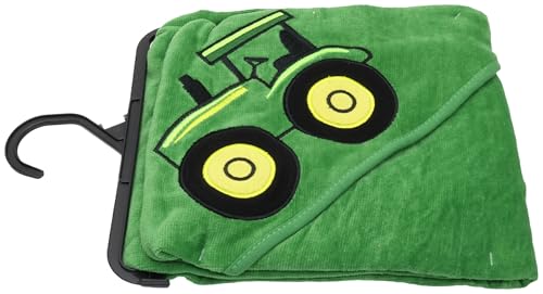 Serviette tracteur John Deere bébé à capuche en éponge de coton vert