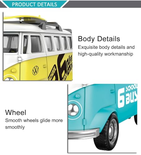 Image of Magicwand 1:36 Scale Die-Cast Metal Bus Van【Pack of 1】 with Openable Doors,Pull Back Action【Multi-Colored】
