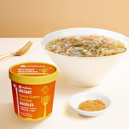 Image of Hethstia Konjac Noodle Soup, 6-Pack Instant Shirataki Noodle Spicy Curry Cups - Low Carb, Vegan, Keto, Gluten-Free, Ready-to-Eat Asian Pho, Low-Calorie Quick Meal, 34.32oz
