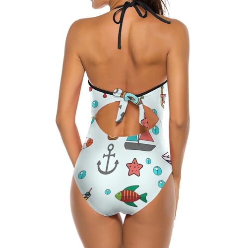 Bikini set une pièce bateau à voile pour sculpter la silhouette complexée à la plage - 2