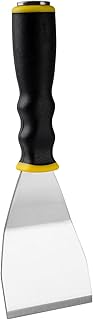 Mister Rui 3" Bent Scraper, Heavy Duty Paint Scraper Tool with Pole Socket Hammer End, Stainless Steel Bent Blade with Anti Slip Rubber Handle, Curved Floor Scraper for Cleaning, Removing, Repairing