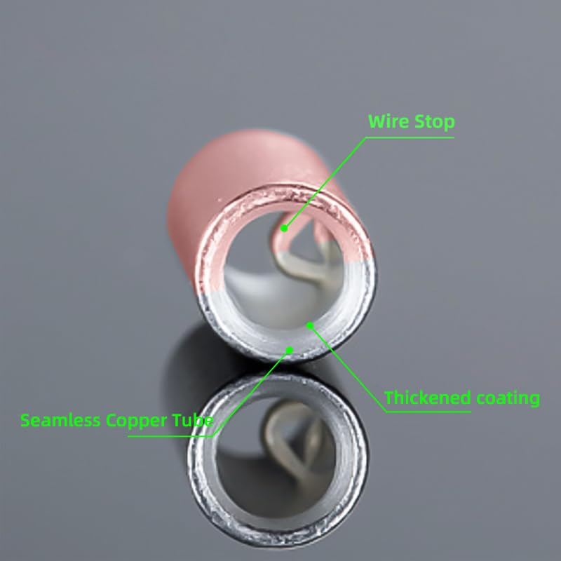 POWTAXBJGD BV1.25/2/5.5 PVC Insulated Pure Copper Butt Splice Connector Electrical Wire Middle Butt Crimping Terminal AWG22-10(20Pcs BV5.5)