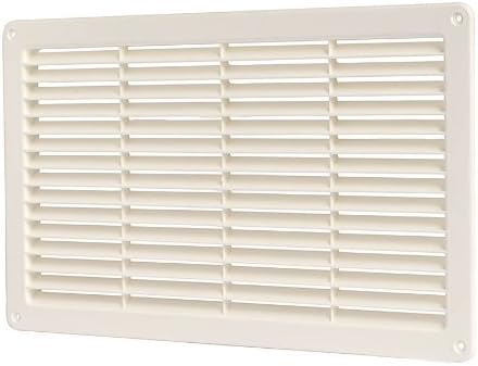 FLUSH FITTING WHITE RECTANGULAR PLASTIC AIR VENT WITH INSECT/MOSQUITO NET 370mm x 220mm X 20mm Suitable for internal an external use. (White)