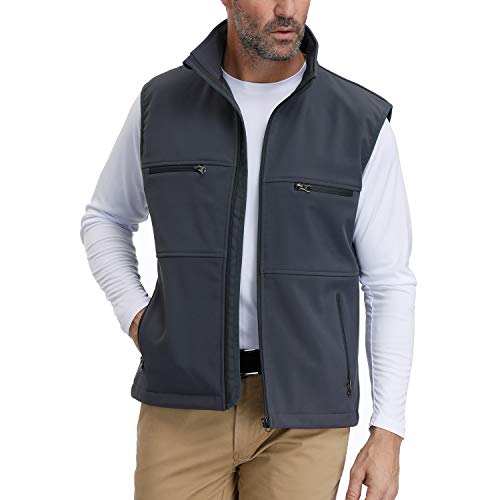 MOHEEN Men's Casual Coat Fleece Lined Sleeveless Jacket Full Zipper Softshell Vest XXL