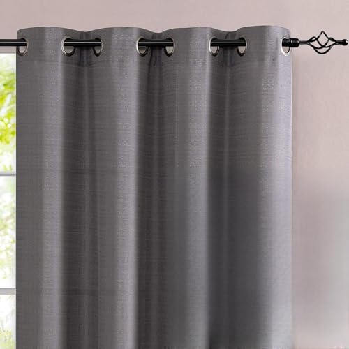jinchan Curtains for Bedroom Window Curtains 84 Inches Length Casual Weave Textured Privacy Curtain Panels for Living Room 2 Panels Set Grey