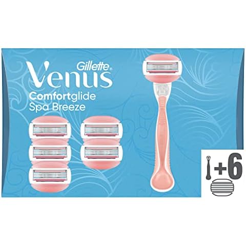Gillette Venus Comfortglide Spa Breeze Rasierer Damen, Damenrasierer + 6 Rasierklingen mit 3-fach Klinge, Muttertagsgeschenk Cover