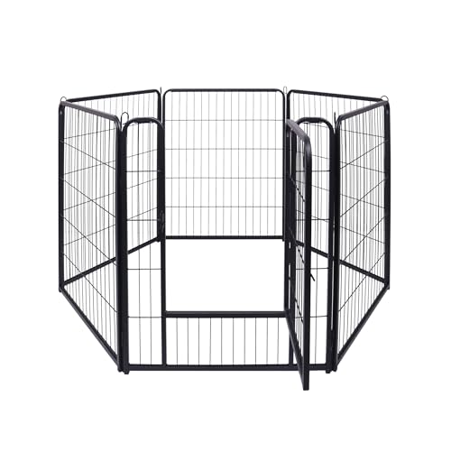 LZQ Recinto per cuccioli Recinto per cuccioli fai da te, Recinto per cani pieghevole con porta, Recinto per cani per appartamento 6 pannelli a griglia da 80 x 65 cm per cani appartamento e giardino