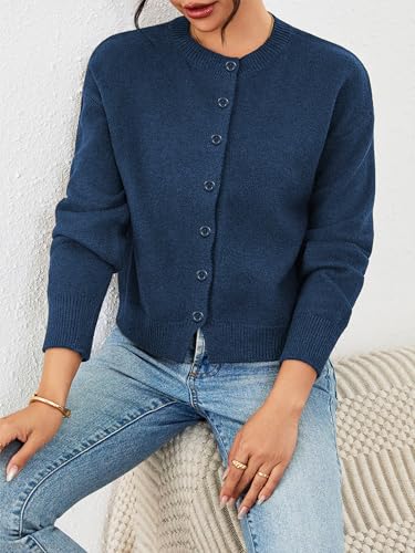 Image of Ibeauti Cropped Cardigan Sweaters for Women 2026 Trendy Spring Y2k Outfit Long Sleeve Button up Open Front Short Knit Sweater