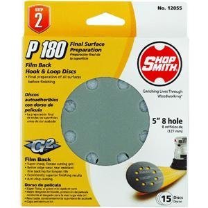 Shopsmith 5 in. Aluminum Oxide Hook and Loop Sanding Disc 180 Grit Fine 15 pk