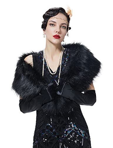 BEAUTELICATE Women Faux fur Shawl Collar Neck warmer wrap scarf For Winter Coat Wedding Dress4