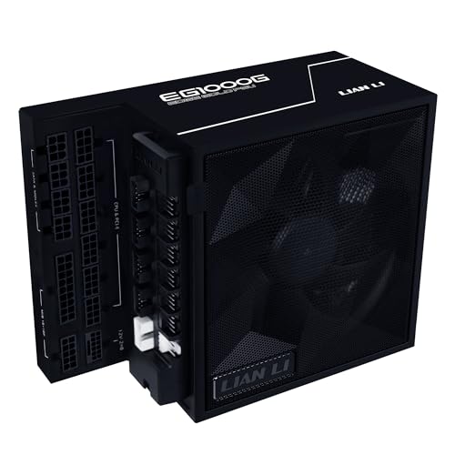 Lian Li EDGE Gold 1000W PC Power Supply Black 1000 Watt ATX PSU PCIe 5.1 ATX 3.1 PSU | 80 PLUS Gold modular Sleeved Cable Kit 12VHPWR for NVIDIA RTX quiet fan USB hub & fan hub