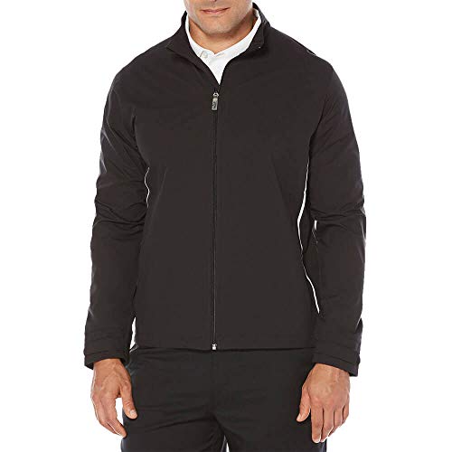 Callaway Men's Opti-Repel Long Sleeve Water-Resistant Full Zip Stretch Windshirt, Caviar, Small