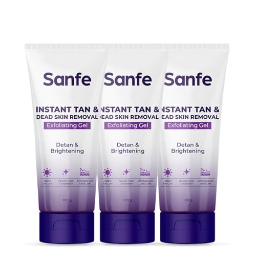 Image of Sanfe Instant Tan & Dead Skin Removal Exfoliating Gel | AHA Exfoliating Gel | Removes Tan, Dead Skin & Impurities | Brightening & Smooth | Suitable for All Skin Types | 100g | Pack of 3