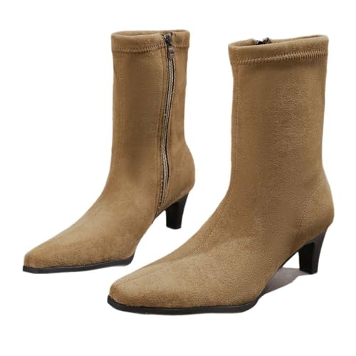 Bottes pointues à talons hauts carrés au design plissé raffiné - 4