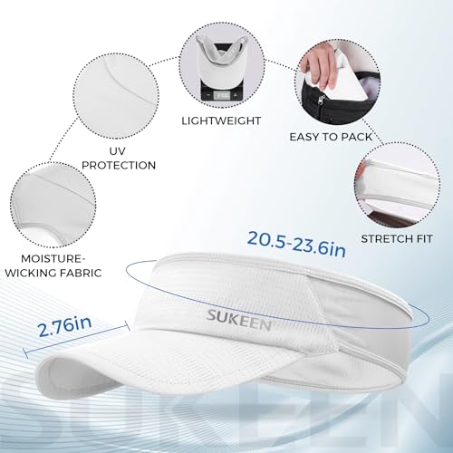 Image of Sukeen 3 Pack Sports Sun Visor Men Women Lightweight Packable Cooling Stretchy Visor Hat for Running, Tennis, Golf