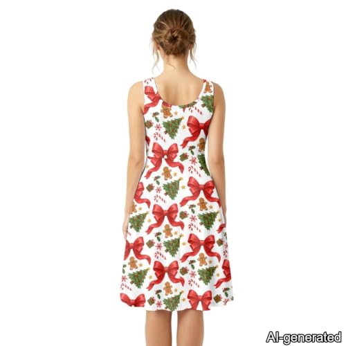 Image of Dreaweet Casual Sleeveless Dresses for Women Girls, Round Neck Tank Dresses with Pockets Summer Sundress Size XS-4XL