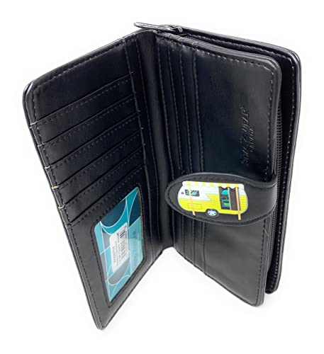 Shag Wear Happy Camper Van Large Wallet for Women and Teen Girls Vegan Faux Leather Stylish Campervan Design Spacious and Trendy RV Wallet 7" Black4