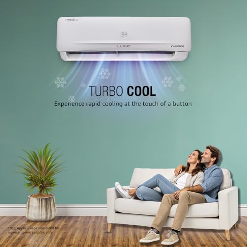 Image of Lloyd 1 Ton 3 Star Inverter Split AC (5 in 1 Convertible, Cools Even at 52C, Anti Corrosion Coating, Copper, Anti-Viral+PM 2.5 Filter, White with Chrome Deco Strip, GLS12I3FWSEA