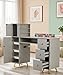 AWEPOPI Gray Nail Table for Nail Tech, Nail Desk for Nail Tech, Manicure Table Nail Station for Makeup Beauty Spa Salon, w/2 Hand Rest, Pull-Out Storage Tray, 3-Tiers Shelves, Golden Legs