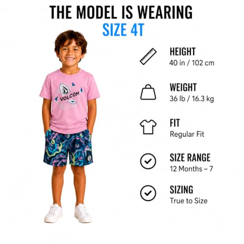 Image of Volcom Baby Boys Swim Set - 2 Piece Short Sleeve Swim Shirt Graphic Tees & Board Shorts - Infant Toddler Little Boys Swimsuit