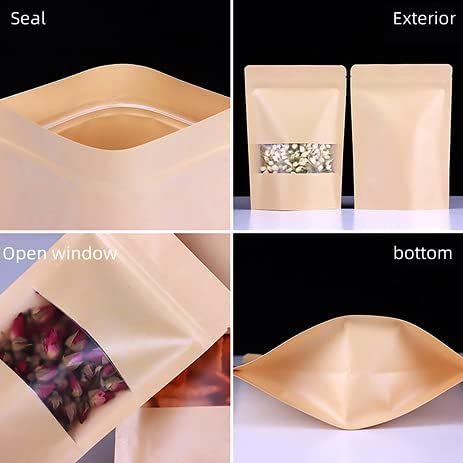 Image of ESKO Stand Up Ziplock Pouch - Reusable, Airtight Kraft Paper Storage Pouch(Brown)| 18X26 Cm(Pack Of 100)