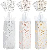 Lot de 12 sacs cadeaux pour vin : améliorez votre jeu de cadeaux avec ces sacs chics avec trois superbes couleurs : or rose, or et feuille d'argent – avec quatre de chaque couleur incluses dans ce lot