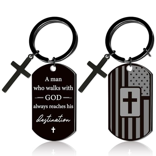 Luvsweets Christian Cross Keychain Gifts for Men Inspirational Bible Verse