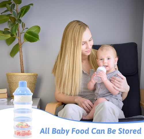 Image of Stackable Baby Milk Powder Dispenser, 5-Layer BPA-Free Formula Storage Container, Portable, Non-Spill Snack Cup for Travel & Home, Food-Grade Multipurpose Baby Food Organizer (Blue)