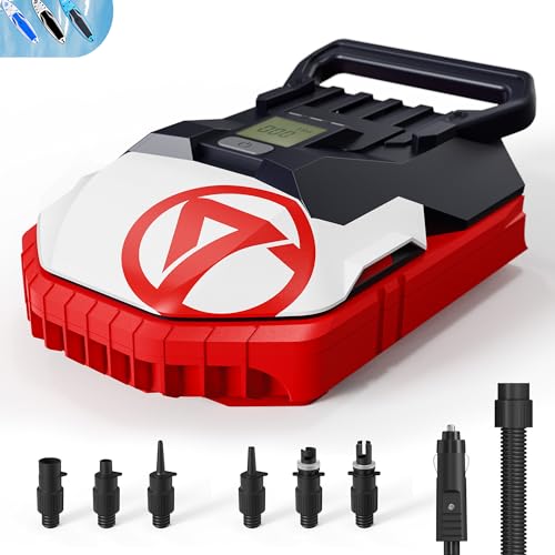 GICLE 22PSI SUP Pumpe, Elektrische Paddleboard Pumpe mit 12V DC Kfz-Anschluss, Intelligent Geregeltes Aufblasen und Entleeren, Auto-Off für Reifen, Boot, Zelt (Standardmodell)