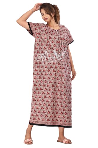 Image of Monique Brand 100% Pure Cotton Nighty for Woman | Floral Gown for Women Night Wear | Cotton Nighty for Women Stylish | Maxi for Women Cotton