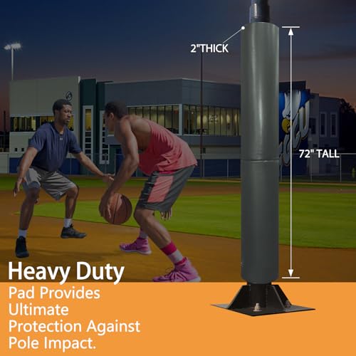 ProSlam Heavy Duty Basketball Pole Pads, Fits 3" x 3", 3.5"x 3.5", 4" x 4" Round or Square Size Poles, 2" Thick 72" Tall All-Weather Pad(Grey,3 Sides Parcels) - Thumbnail 4