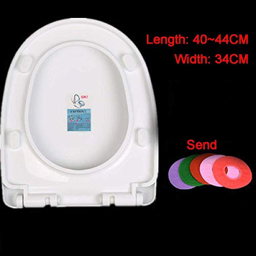 Asiento de inodoro universal grueso y silencioso, tapa de inodoro montado en la parte superior para inodoro en forma de O/U, blanco, Wit-45 ~ 47 cm x 36 ~ 37 cm (40 ~ 44 cm x 34 cm)