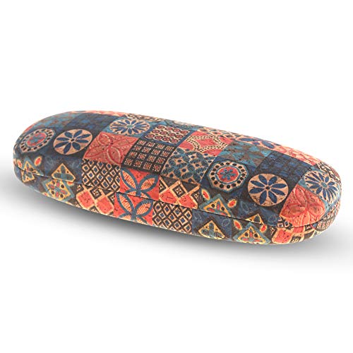 Flanacom Estuche de Gafas Boho de Corcho - Estuche de Mujer de Diseño Estuche Rígido para Gafas de Sol y de Lectura - Almacenamiento Etno - Accesorios para Festivale (Diseño #3) Cover