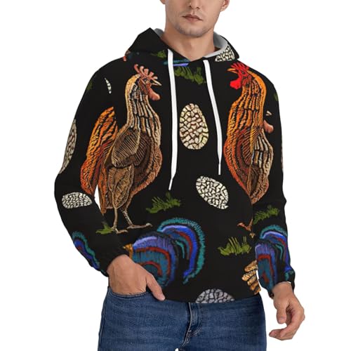 Sweat à capuche imprimé poulet EdWal en polyester avec poche kangourou