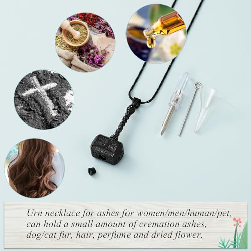 Imrsanl Viking Thor's Hammer Urn Necklace for Ashes Tree of Life Cremation Jewelry Ashes Holder Keepsake Human Memorial Pendant for Women Men3