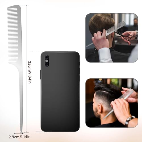 Peine metálico rat tail acero inoxidable para estilista miniatura 6