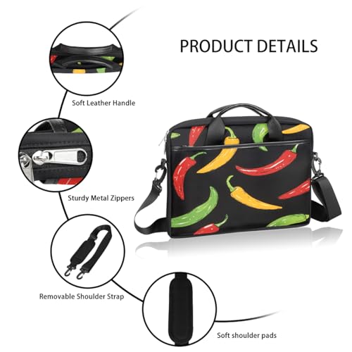 Bolsa para laptop con estampado de chiles coloridos 15 pulgadas miniatura 4