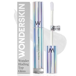 Wonderskin Lip Gloss Blading Top Gloss, Clear Glitter Lip Gloss, Hydrating and High Shine Finish Lip Makeup (Clear Shine)
