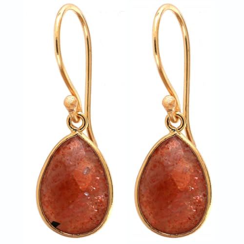 Gempires Sunstone Teardrop Earrings Gold...