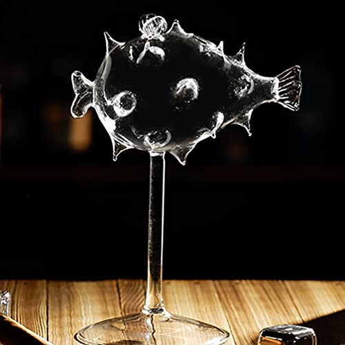 Healeved Globefish Shape Cocktail Glass Creative Pufferfish Wine Goblet Transparent Glass Cup for Party Banquet Home Bar Use 7.48X5.91X3.15In - Image 2