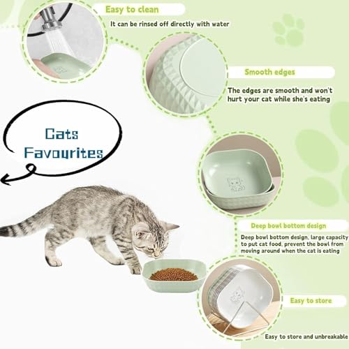 10 Stück Katzennapf,Katzennapf flach,Futternapf Katze,Quadrat Katzennäpfe, Katzen Futternapf Bunte,Katzen Napfset für Trockenfutter und Nassfutter