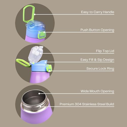 Image of FLAIR Sprint 750ml Vacuum Insulated Water Bottle - 304 Stainless Steel, Double Wall Thermos Flask, Leak-Proof, BPA-Free (Purple)